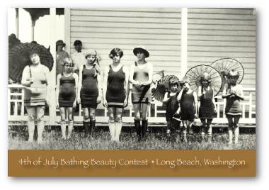 4th of July Bathing Beauty Contest - Long Beach, Washington Historical Postcard